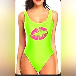 Women's small Retro 80s/90s Inspired High Cut Low Back Padding One Piece